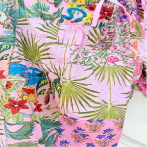 Colorful Floral Patchwork Cotton <b>Harem</b> Trousers with Loose Relaxed Fit Breathable Fabric for <b>Yoga</b> Practice Bohemian Festival - Product Image 6