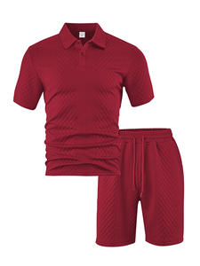 Conjunto de Camiseta Polo y Pantalones Cortos Deportivos Casuales para Hombre, Edición Delgada, Tela Jacquard, Verano 2025 - Product Image 2