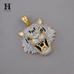 Colgante de Tigre con Diamantes de Moissanita Personalizado, Micro Pavé VVS, Collar con Cara de Animal Salvaje en 3D, Joyería de Oro de Dos Tonos de Fábrica - Product Image 1