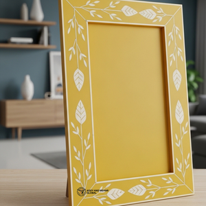 Premium Floral Pattern Bone Inlay <b>Photo</b> <b>Frame</b> Yellow Bone Inlay Picture <b>Frame</b> for Living Room Decor - Product Image 3