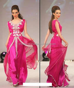 Sans Manches Col Rond Jeune Femme Musulmane Vêtements Caftan Robe Avec Broderie et Dentelle Travail Avec Ceinture - Product Image 1