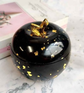 Pot décoratif moderne en résine avec couvercle, fait main, pour rangement cuisine, salle de bain, thé, café, bonbons - Product Image 6