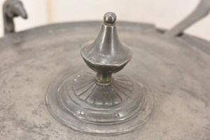 Antique Metal Soup Tureen with Ladle – Signed Steel Serving Bowl – Unique Vintage <b>Kitchen</b> Decor - Product Image 5