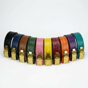 Cinturón de Cuero de Primera Calidad con Hebilla Personalizada, Diseño de Cocodrilo, Transpirable, para Entrenamiento de Levantamiento de Pesas y Ejercicios de Gimnasio - Product Image 1