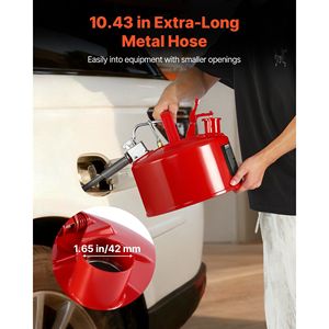 Tanica per Carburante in Acciaio Inox da 2,5 Galloni, Tipo II Rossa con Arresto Fiamma e Coperchio Autobloccante per Tosaerba - Product Image 5