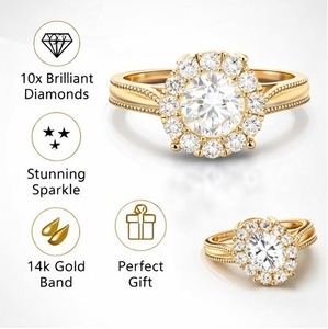 Anillo de Compromiso y Promesa de Lujo para Mujer, Clásico y Moderno, Personalizado, de Oro Sólido de 10K, con Diamantes Cultivados en Laboratorio, Regalo para Boda o Fiesta - Product Image 5