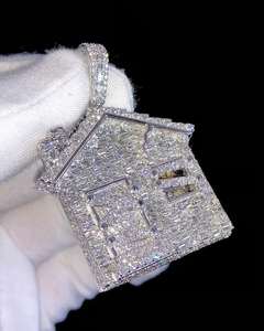 Colgante de Lujo con Moissanita Iced Out, Joyería Hip Hop, Micro Pavé, Piedras Redondas de Corte Brillante, Acabado Plateado, Regalo Dorado - Product Image 2