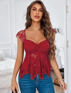 Women's Black Lace Criss-<b>Cross</b> Back Tank <b>Top</b> Floral Pattern Sexy Club Style Breathable Regular Length <b>Tops</b> - Product Image 4