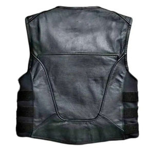 Gilet en cuir pour homme avec logo personnalisé, service OEM disponible, coupe classique, veste en cuir sans manches pour clubs, motards et usage décontracté - Product Image 5