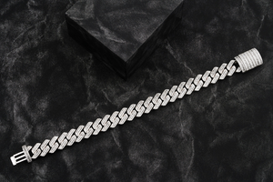 Luxira Jewels 925 <b>Silver</b> Rhodium Plated Moissanite Chain Link <b>Bangle</b> <b>Bracelet</b> Lock Clasp Trendy Unisex Hip Hop Jewelry for Party - Product Image 4