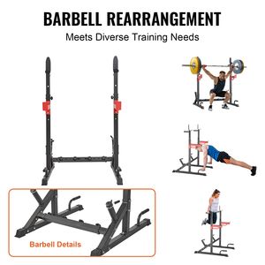 Rack per Squat Pieghevole Multifunzionale con Ganci per Bilanciere e Porta Pesi, Regolabile per Panca Piana - Product Image 3