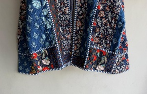 Chaqueta acolchada de algodón con estampado floral azul para mujer, abrigo de mezclilla con patchwork, ropa exterior informal de invierno con bolsillos, regalo para ella. - Product Image 5
