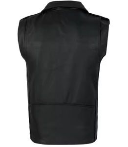 Chaleco de Motocicleta Reversible de Cuero Genuino Resistente al Viento con Cierre de Cremallera, Estilo Motero de Invierno, Fabricante de Chalecos Personalizados OEM - Product Image 4