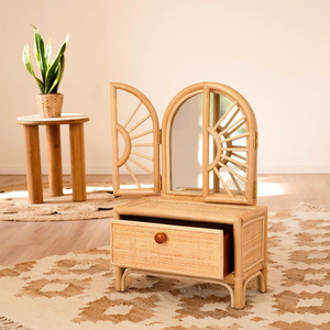 Beautiful Rattan Kids Handmade Durable <b>Vanity</b> <b>Table</b> Cute Design Natural Montessori Educational Play Toy Eco Friendly Gift - Product Image 4