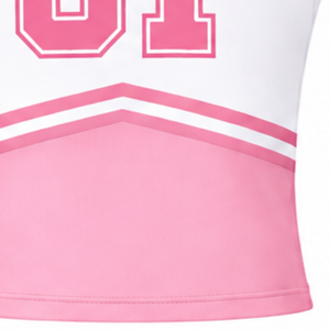 Haut d'uniforme de cheerleading rose sans manches, col en V, pour compétition de danse d'équipe, entraînement athlétique, tenue de sport - Product Image 6