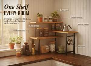 Wooden Three Tier <b>Storage</b> <b>Rack</b> Rectangle Minimalist Style Durable Wall Mounted For <b>Kitchen</b> Countertop Organization wooden spice - Product Image 4
