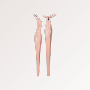 Pinzas para extensiones de pestañas abonnie Olio sin pegamento, en forma de L - Product Image 1