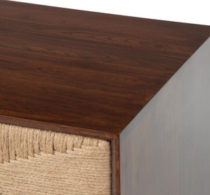Modern Jute Rope Weave Nightstand 2 Drawer Wood <b>Bedside</b> Table Midcentury Bedroom Furniture Handmade <b>Storage</b> Cabinet - Product Image 2