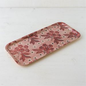 Bandeja de servir ovalada de metal esmaltado hecha a mano con estampado de coral, platos decorativos para el hogar, hotel, vajilla de boda, bandeja decorativa. - Product Image 3