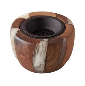 Brûleur d'encens arabe OEM en époxy avec motif grain de bois bleu pour la décoration intérieure, utilisation toute saison, Bakhoor saoudien de luxe fait main - Product Image 6