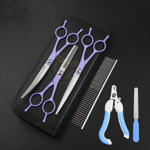 Premium Stainless Steel 4-Piece Pet Grooming Scissors Set with Comb and Carrying <b>Case</b> - Product Image 3