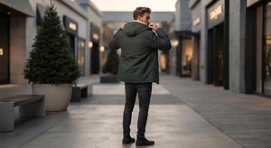 PREMIUM <b>MEN</b> <b>SHERPA</b> LINED COTTON <b>JACKET</b> WINTER CASUAL OUTDOOR STAND COLLAR SOLID ZIPPER FRONT HOODED WINDPROOF 500g - Product Image 2