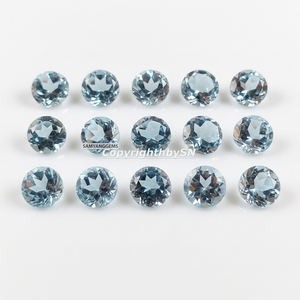 Topacio Azul Natural Facetado Redondo de 6mm, Piedras Preciosas Sueltas Calibradas AAA, Topacio Azul Cielo/Suizo, Precio al por Mayor, Lote a Granel para Joyería - Product Image 3