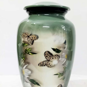 Urna Funeraria Decorativa de Metal Hecha a Mano con Diseño Art Deco, Florero de Mesa de Gran Capacidad, Antigüedades Funerarias CO - Product Image 1