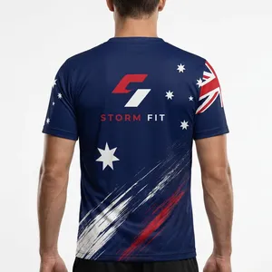 Camiseta Deportiva Personalizada de Manga Corta para Hombre, Sublimada, de Secado Rápido, Cuello Redondo, Corte Holgado, 100% Poliéster, Anti-UV, Transpirable - Product Image 3