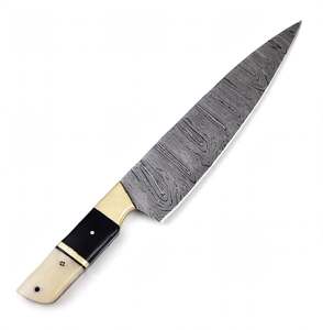 Handcrafted Patterned Steel Culinary Utility <b>Craft</b> <b>Tool</b> Two-Tone Horn & Bone Handle Executive Display Piece - Product Image 2