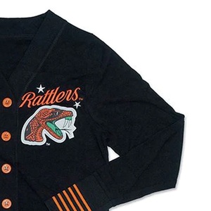 Florida A&M Rattlers Black FAMU V-Neck Cardigan With Embroidered Logo And Orange Buttons Full Sleeve Casual Wear - Product Image 6