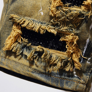 Shorts en jean baggy d'été pour hommes, personnalisables avec logo, en denim uni de qualité supérieure, vente en gros - Product Image 4