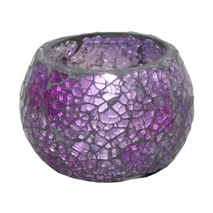 Hot Selling Purple Mosaic Glass Home Decorative Luxury Votive Holder For Christmas Decorations Classic Style Candle Jar