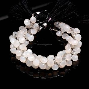 Cuentas facetadas de piedra lunar blanca natural de 7-9 mm, cuentas facetadas en forma de lágrima de piedra lunar, cuentas briolette para la fabricación de joyería. - Product Image 4