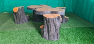 Attractive KNT Creations GD21 Low Price Fiberglass Wood <b>Log</b> Table Rustic Design Weather Resistant Garden <b>Decor</b> Indoor Outdoor - Product Image 2