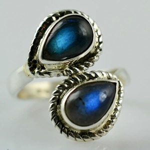 <b>Labradorite</b> <b>Ring</b> 925 Sterling Silver Handmade Boho Statement Promise Jewelry for Women Natural Pear Shape Gemstone Jewelry - Product Image 5