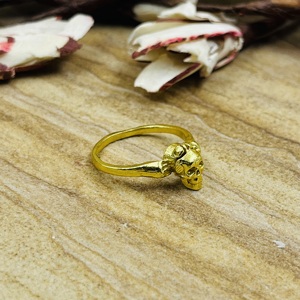 Nouvelle Arrivée Bague Crâne Gothique pour Homme, Bague Punk en Laiton Plaqué Or 18K, Bague Statement Style Rock pour Motard, Vente en Gros/OEM/ODM - Product Image 5