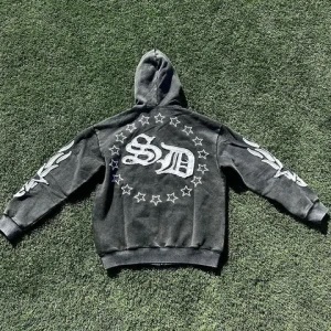 Conjunto de Sudadera con Capucha y Pantalones Deportivos para Hombre, con Logotipo Personalizado, Lavado Ácido, Estilo Urbano, Cierre Completo, Algodón, Transpirable, para Otoño - Product Image 3