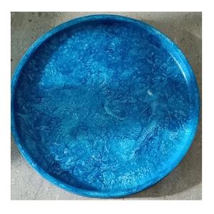 Nouvel Arrivage Grands Plateaux Ronds en Résine, Plateaux de Service en Résine à Motifs Tourbillonnés Uniques, Plateaux de Service de Luxe pour la Maison et l'Hôtellerie, pour Dattes et Desserts - Product Image 2