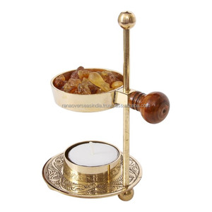 Quemador de Incienso de Latón con Diseño Ajustable para Velas T-Light o Carbón, Resina para Calentar, Fragancia para el Hogar y Regalo Espiritual - Product Image 1