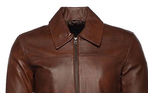 Veste de moto en cuir véritable marron pour homme de qualité supérieure, fermeture éclair, coupe ajustée, pour l'automne - Product Image 3