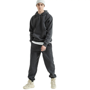 Conjunto Deportivo Informal para Hombre, con Capucha, Color Sólido, Manga Larga, Corte Regular, 100% Algodón, con Bolsillos Laterales - Product Image 1