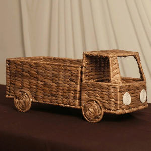 Cesta de Almacenamiento Hecha a Mano con Forma de Camión de Jacinto de Agua, Organizador de Juguetes de Mimbre para Coche, Decoración para Habitación Infantil, Guardería y Sala de Juegos - Product Image 2