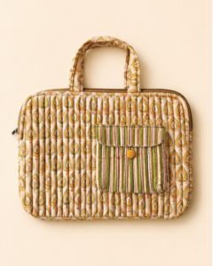 <b>Laptop</b> Tote Bag with Handle Quilted Pattern Print Casual Style Protective Textile Material for <b>Laptops</b> Vintage Yellow Macbook Ba - Product Image 1