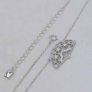 Women's S925 Silver <b>Fine</b> <b>Jewelry</b> <b>Sets</b> DIY Accessory Fan-Shape Earring Necklace Pendant Collarbone Chain Tire Hair Pearl Hollow - Product Image 4