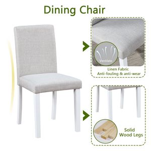 Set da Pranzo in Legno a 5 Pezzi con 4 Sedie Imbottite, Tavolo Rettangolare da Cucina e Coprisedie per Sala da Pranzo - Product Image 6