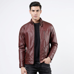 <b>Utility</b> Style Leather <b>Jacket</b> with Multiple Pockets Fashionable Leather Coat with Belted Waist Design <b>jacket</b> for <b>men</b> - Product Image 6