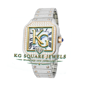 Reloj Mecánico Cuadrado con Bisel de Diamantes, Esfera Azul, Acero Inoxidable, Reloj de Pulsera de Lujo Unisex - Product Image 3