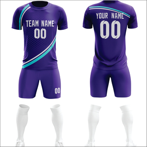 ชุดฟุตบอลแบบยูนิเซ็กซ์สั่งทำพิเศษ เนื้อผ้าแจ็คการ์ดพิมพ์ลายด้วยความร้อน ระบายอากาศได้ดี แห้งเร็ว ชุดเต็มสำหรับผู้ใหญ่ แบบ 3 มิติ - Product Image 5