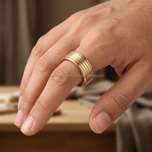 แหวนทองแดงสองสีระดับพรีเมียม • วงแหวนทองเหลืองปรับขนาดได้แบบหรูหรา - Product Image 5